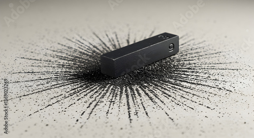 Visualizing magnetic fields: Iron filings showing the lines of magnetic force