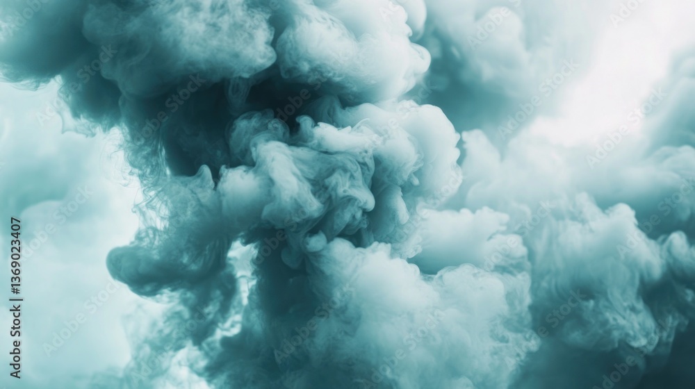 Fototapeta premium Abstract teal and white smoke clouds