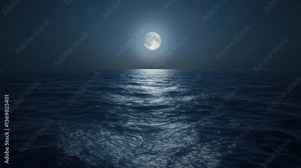 Moonlight reflects off the ocean at night, creating a serene atmosphere. Moonlight reflects off the ocean at night, creating a serene atmosphere.