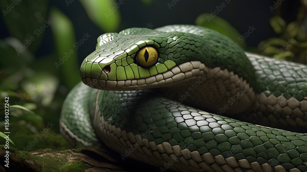generative ai reptile a green snake on a tree generative ai reptile a green snake on a tree