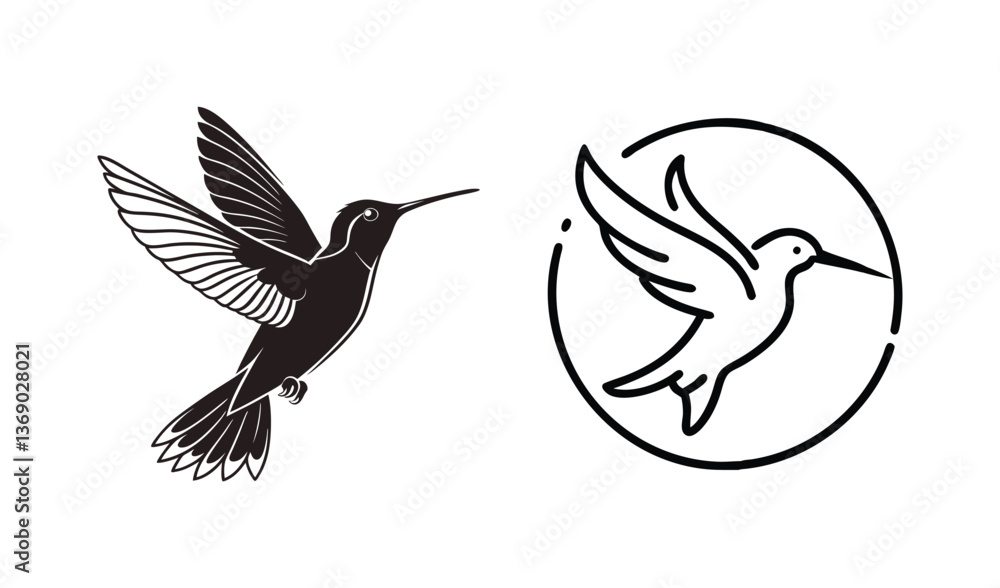 Obraz premium Hummingbird logo. Isolated hummingbird on white background set
