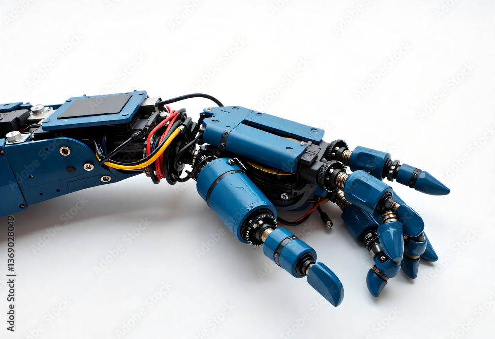 Detailed View of a Mechanical Robotic Hand with Intricate Wiring and Components Detailed View of a Mechanical Robotic Hand with Intricate Wiring and Components