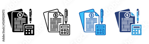 Bookkeeping icon sheet multiple style collection