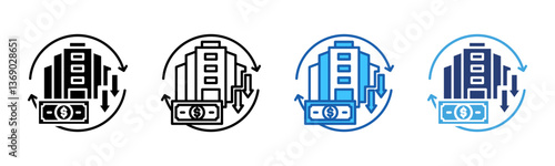 Depreciation icon sheet multiple style collection