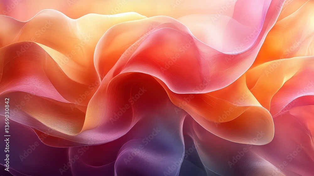 Obraz premium Colorful Abstract Waves of Soft Fabric Flowing in Gradient Light