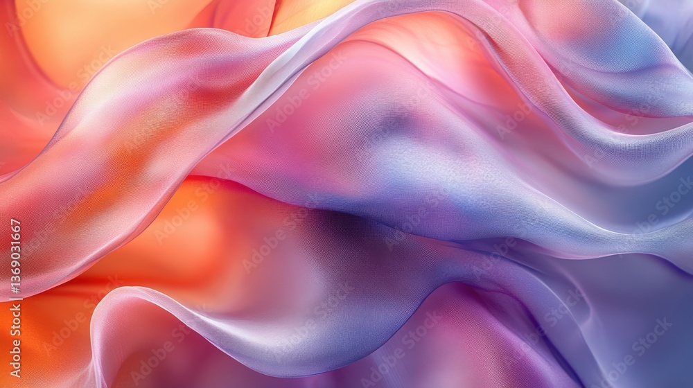 Obraz premium Colorful Silk Fabric Waves with Smooth Drapery and Elegant Flow