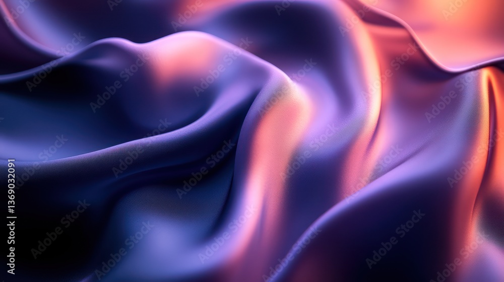 Obraz premium Draped silk, sunset hues, studio, background blur, textile design