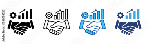 Business Relationship icon sheet multiple style collection