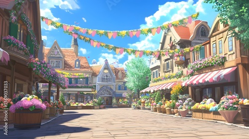 Sunny, Festive Town Square