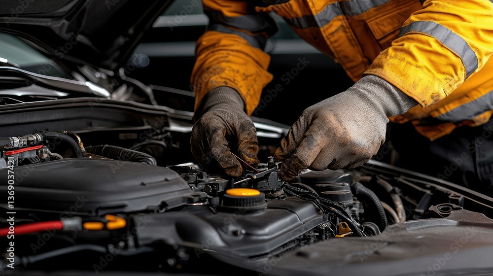 Mechanic Repairing Car Engine: Expert Automotive Maintenance Mechanic Repairing Car Engine: Expert Automotive Maintenance