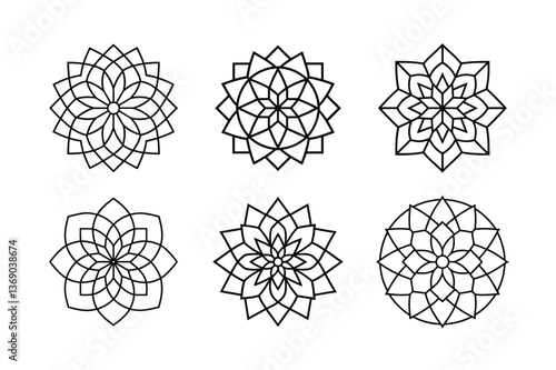 set of abstract geometric mandala elements