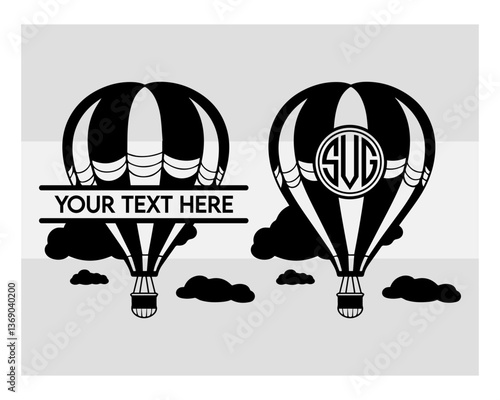 hot air balloon svg, hot air balloon svg cutting file, hot air balloon silhouette, fire balloon svg, Balloon Rides Svg, hot air balloon Cartoon, hot air balloon Monogram, Split Monogram,