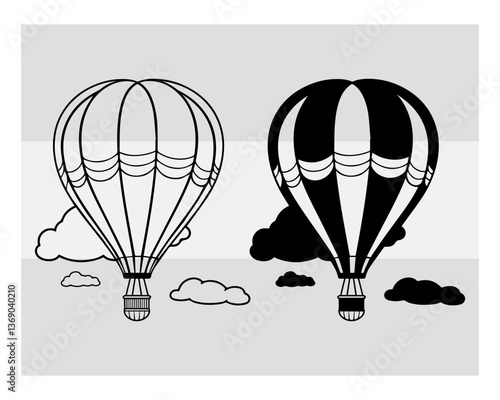 hot air balloon svg, hot air balloon svg cutting file, hot air balloon silhouette, fire balloon svg, Balloon Rides Svg, hot air balloon Cartoon, hot air balloon Monogram, Split Monogram,