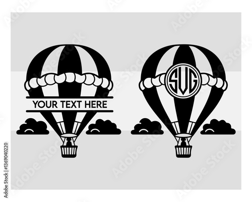 hot air balloon svg, hot air balloon svg cutting file, hot air balloon silhouette, fire balloon svg, Balloon Rides Svg, hot air balloon Cartoon, hot air balloon Monogram, Split Monogram,