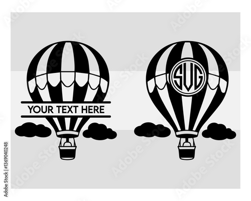 hot air balloon svg, hot air balloon svg cutting file, hot air balloon silhouette, fire balloon svg, Balloon Rides Svg, hot air balloon Cartoon, hot air balloon Monogram, Split Monogram,