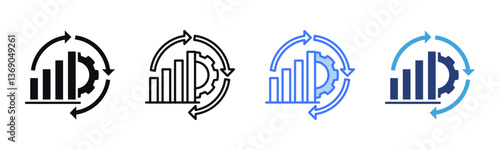 Continuous Improvement icon sheet multiple style collection