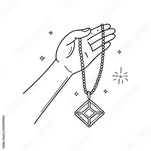 hand holding a pendant on a delicate chain