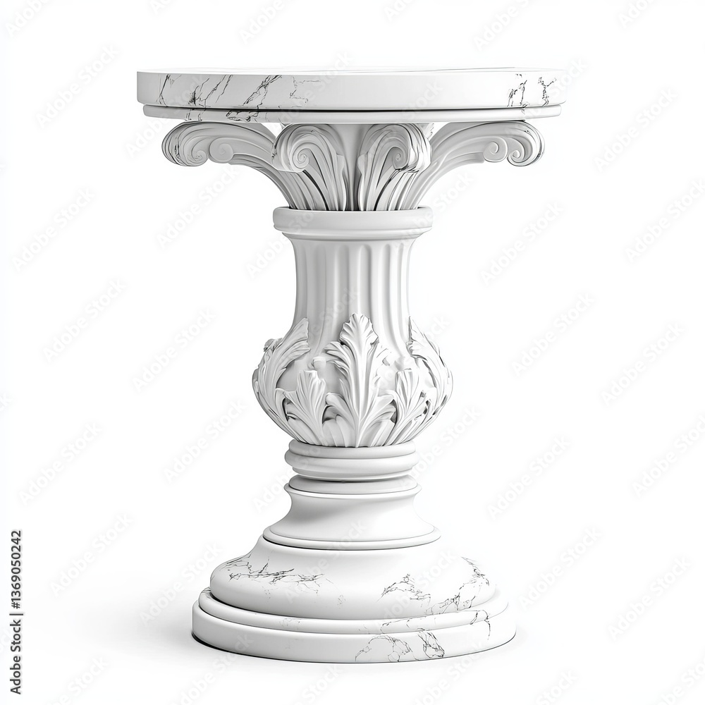 white and marble luxury classic pedestal isolated on White or white background white and marble luxury classic pedestal isolated on White or white background