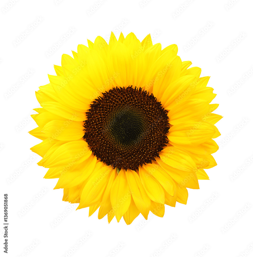 Fototapeta premium One beautiful bright sunflower on white background