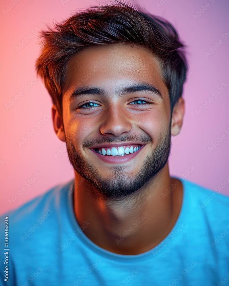 A man with a beard and a smile is smiling for the camera A man with a beard and a smile is smiling for the camera