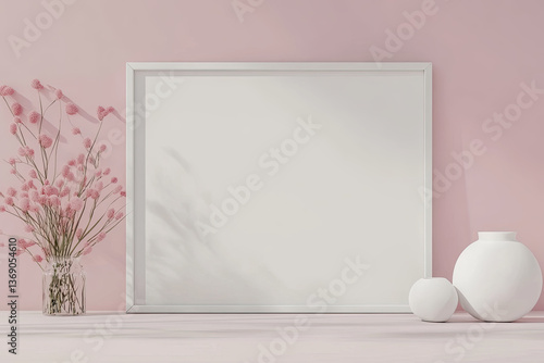 Vibrant Color Visual of Free Photo 3D Render of a White Picture Frame