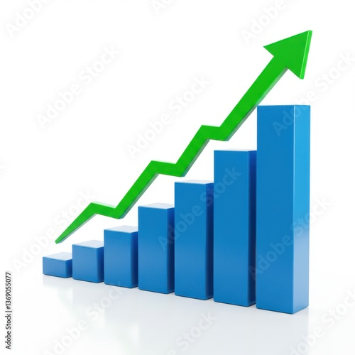 3D chart with ascending blue blocks and bright green arrow illustrating financial growth isolated on white background Free Download 3D chart with ascending blue blocks and bright green arrow illustrating financial growth isolated on white background - GFXLoad