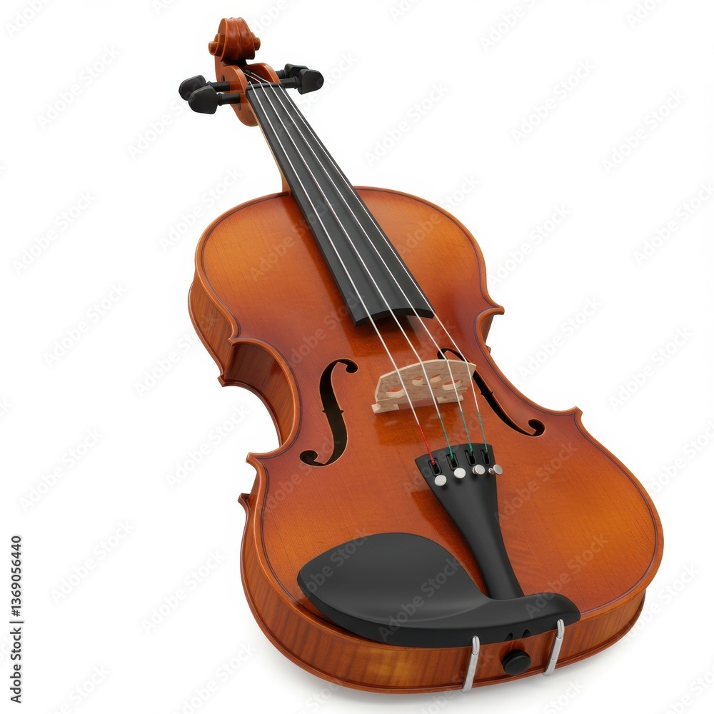 Fototapeta premium Classical violin polished wood isolated on white background