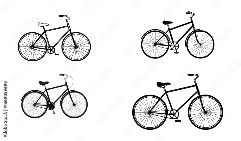 bicycle silhouette vector set bicycle silhouette vector set