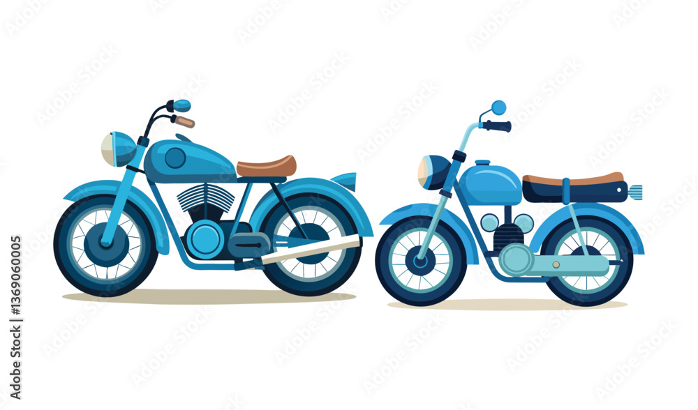 Fototapeta premium motorcycle on a blue background set