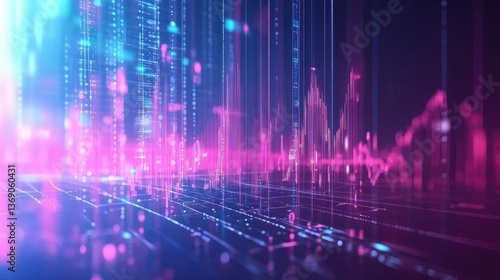 Wallpaper Mural Abstract futuristic background with glowing graphs representing the future of business trends. Torontodigital.ca