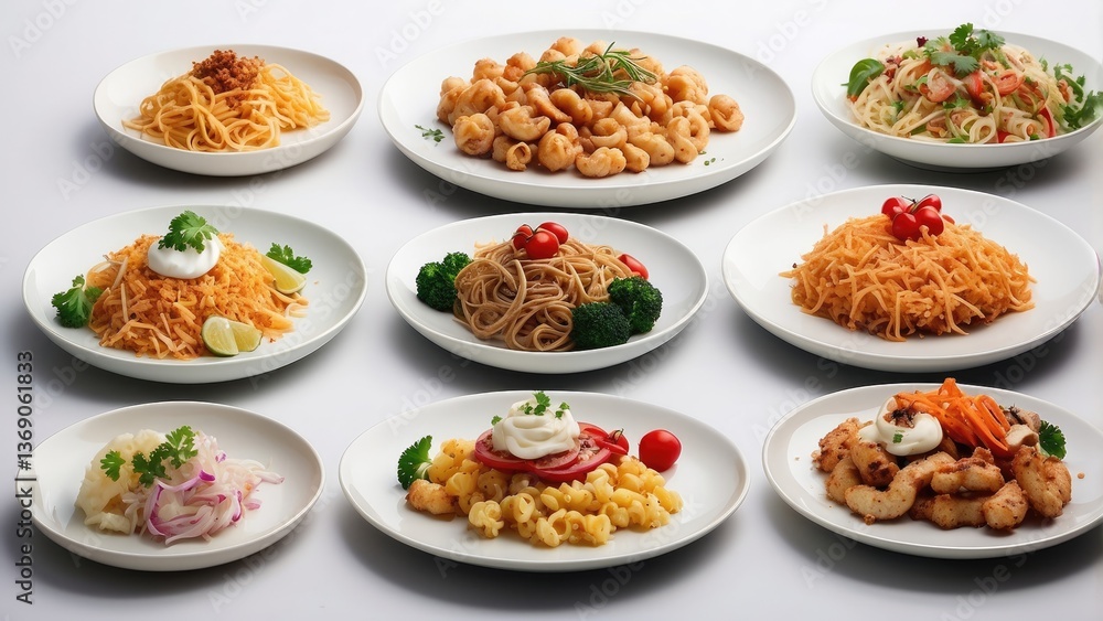 A collage of twelve plates of various foods. A collage of twelve plates of various foods.