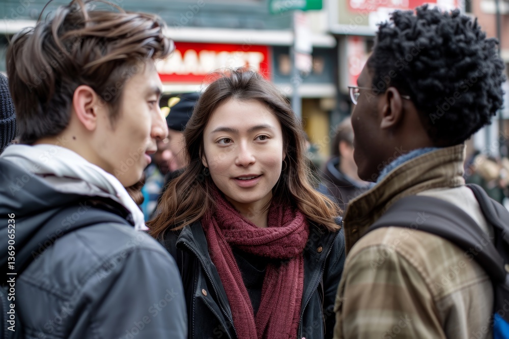 Group of friends walking on the street in Tokyo, Japan. Shallow depth of field Group of friends walking on the street in Tokyo, Japan. Shallow depth of field