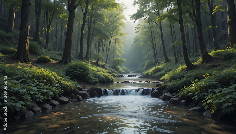 River in the middle of the forest River in the middle of the forest