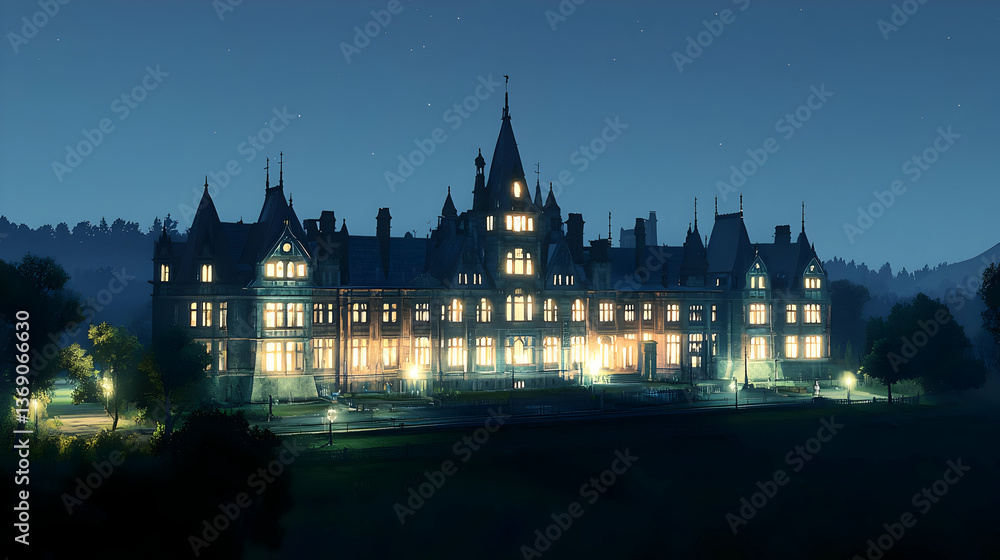 Fototapeta premium Illuminated Historic Castle At Night