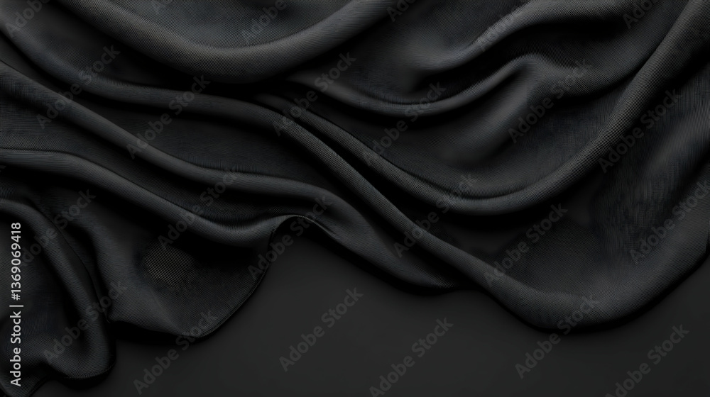 Fototapeta premium Draped Black Fabric Texture With Geometric Pattern