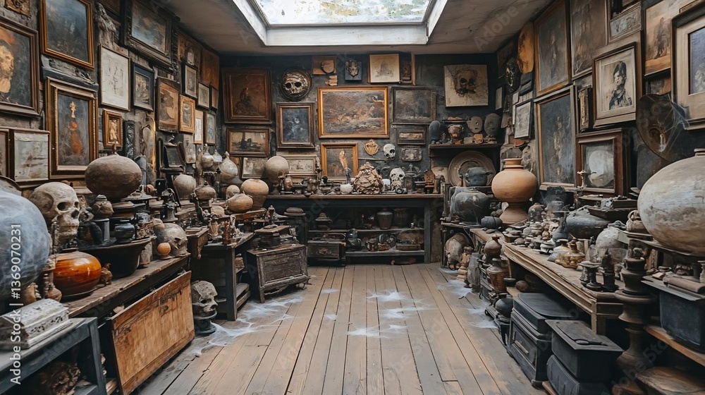Cluttered Artist's Studio with Sculptures and Paintings Cluttered Artist's Studio with Sculptures and Paintings