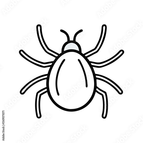 Tick line drawing showing side profile view, concept health hazard, disease awareness, pest control—looking naturalistic and educational for medical, wildlife, and tutorial use.