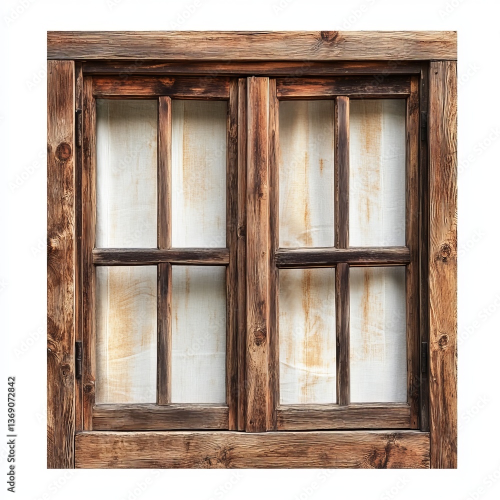 Obraz premium wooden window frame isolated on White background Remove White Background, Clipping Path, pen tool