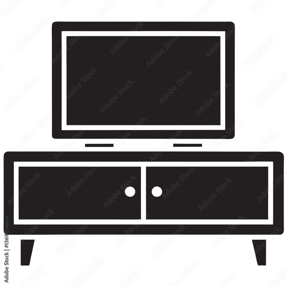 set of television stand silhouette vector icon illustration on white background set of television stand silhouette vector icon illustration on white background