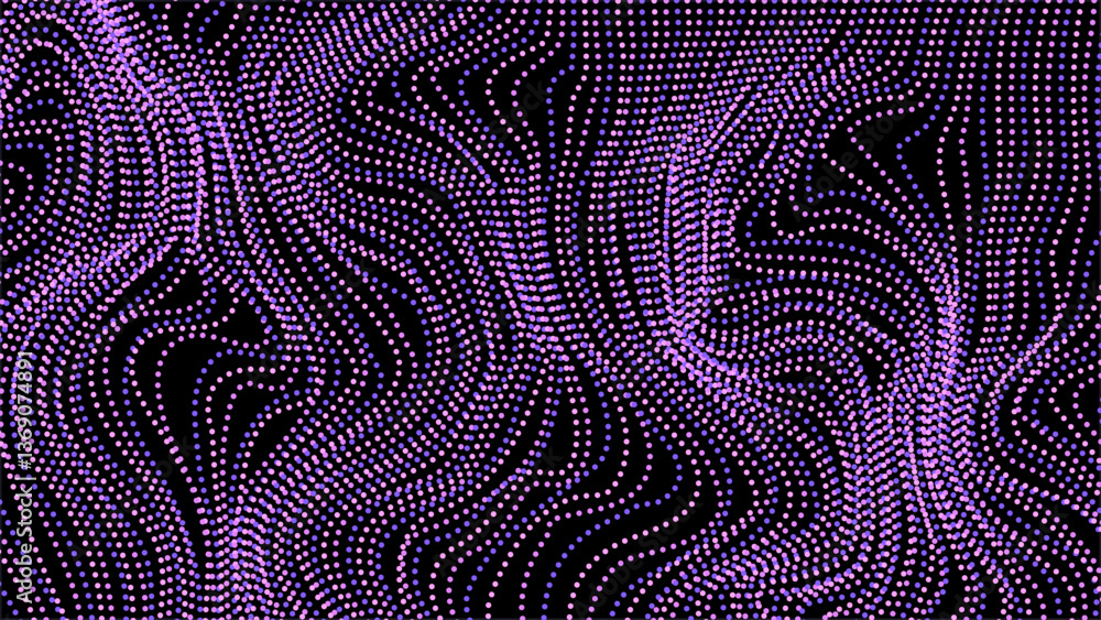 Neon dots abstract background. Dotted wavy backdrop. Vector template for your creative designs.