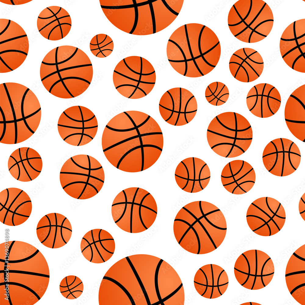 Basketball seamless pattern. Sport balls background. Vector template for fabric, textile, wallpaper, wrapping paper, scrapbooking, etc.