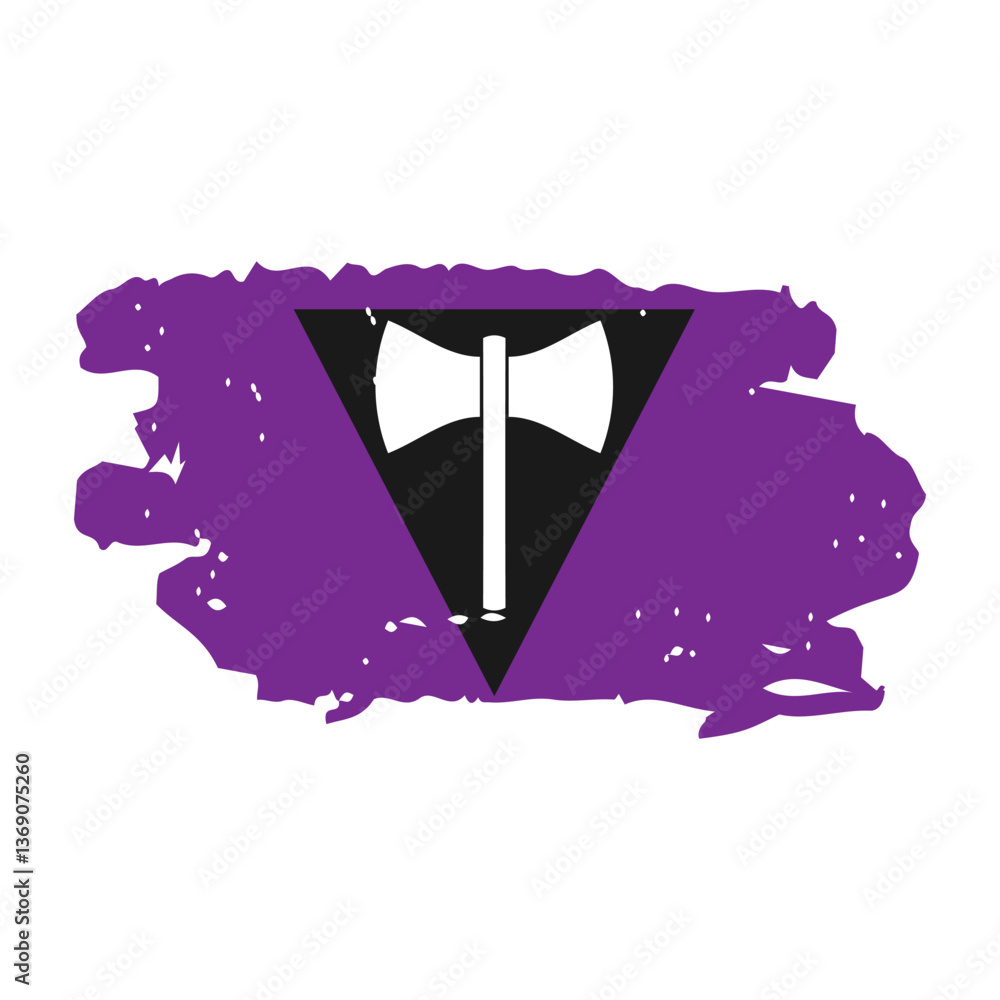 Grunge Lesbian Labrys Pride Flag. Symbol of LGBT community. Flag sexual identity. Vector template for banners, signs, logo design, etc.
