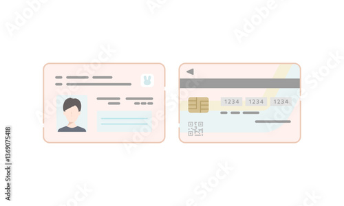 本人確認用マイナンバーカード表裏のベクターアイコンセット（男性）