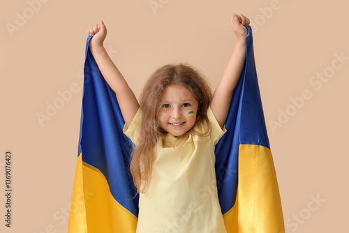 Happy little girl with Ukra...