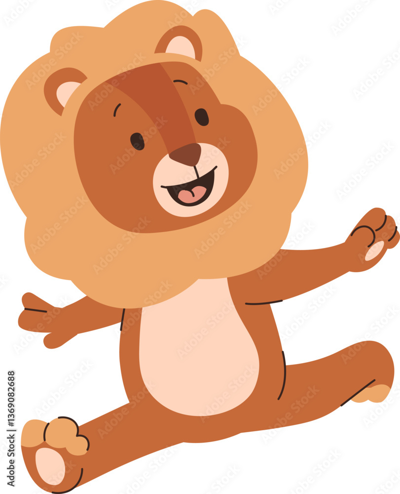 Fototapeta premium Playful Lion Cub Cartoon