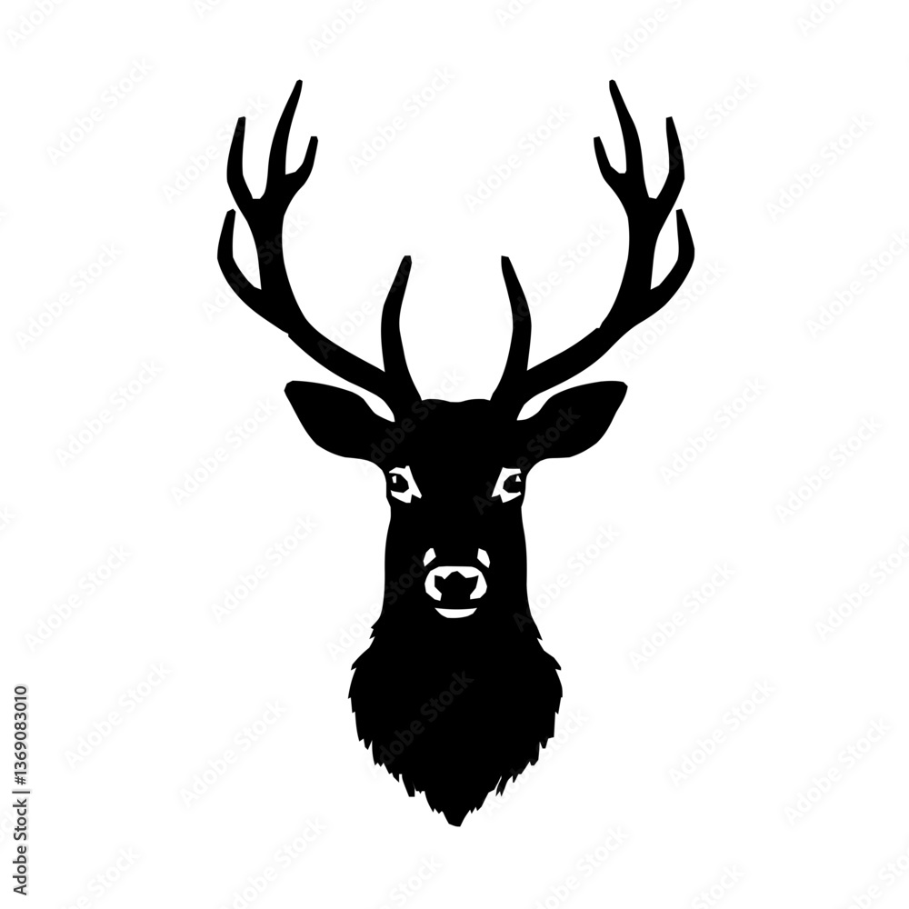 An illustration featuring a deer face silhouette set against a clean white background showing a detailed deer face with antlers and alert eyes, symbolizing grace and vigilance. An illustration featuring a deer face silhouette set against a clean white background showing a detailed deer face with antlers and alert eyes, symbolizing grace and vigilance.
