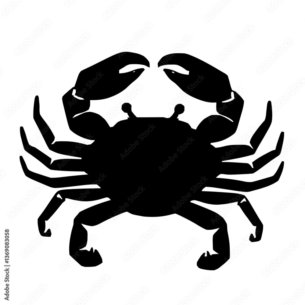 An illustration featuring a black crab silhouette set against a clean white background showing a crab with detailed claws and shell, symbolizing protection and resilience. An illustration featuring a black crab silhouette set against a clean white background showing a crab with detailed claws and shell, symbolizing protection and resilience.