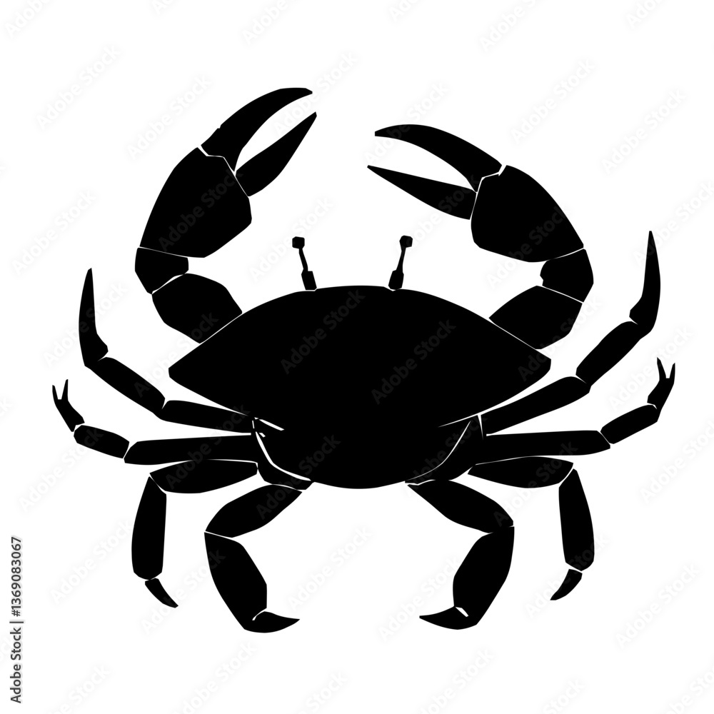 An illustration featuring a black crab silhouette set against a clean white background showing a crab with detailed claws and shell, symbolizing protection and resilience. An illustration featuring a black crab silhouette set against a clean white background showing a crab with detailed claws and shell, symbolizing protection and resilience.