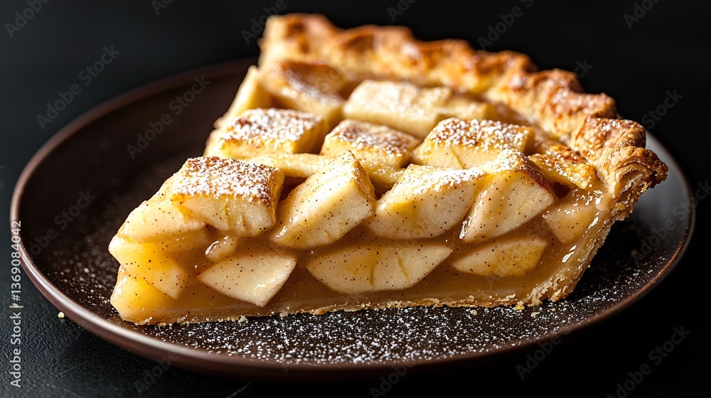 A Delicious Slice of Homemade Apple Pie Freshly Baked Sweet Dessert Pastry Golden Crust Cinnamon Autumn Treat A Delicious Slice of Homemade Apple Pie Freshly Baked Sweet Dessert Pastry Golden Crust Cinnamon Autumn Treat