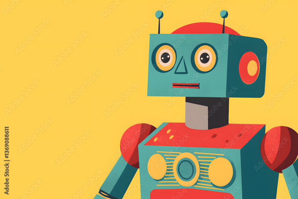 Fototapeta premium retro mechanical robot, vintage industrial design